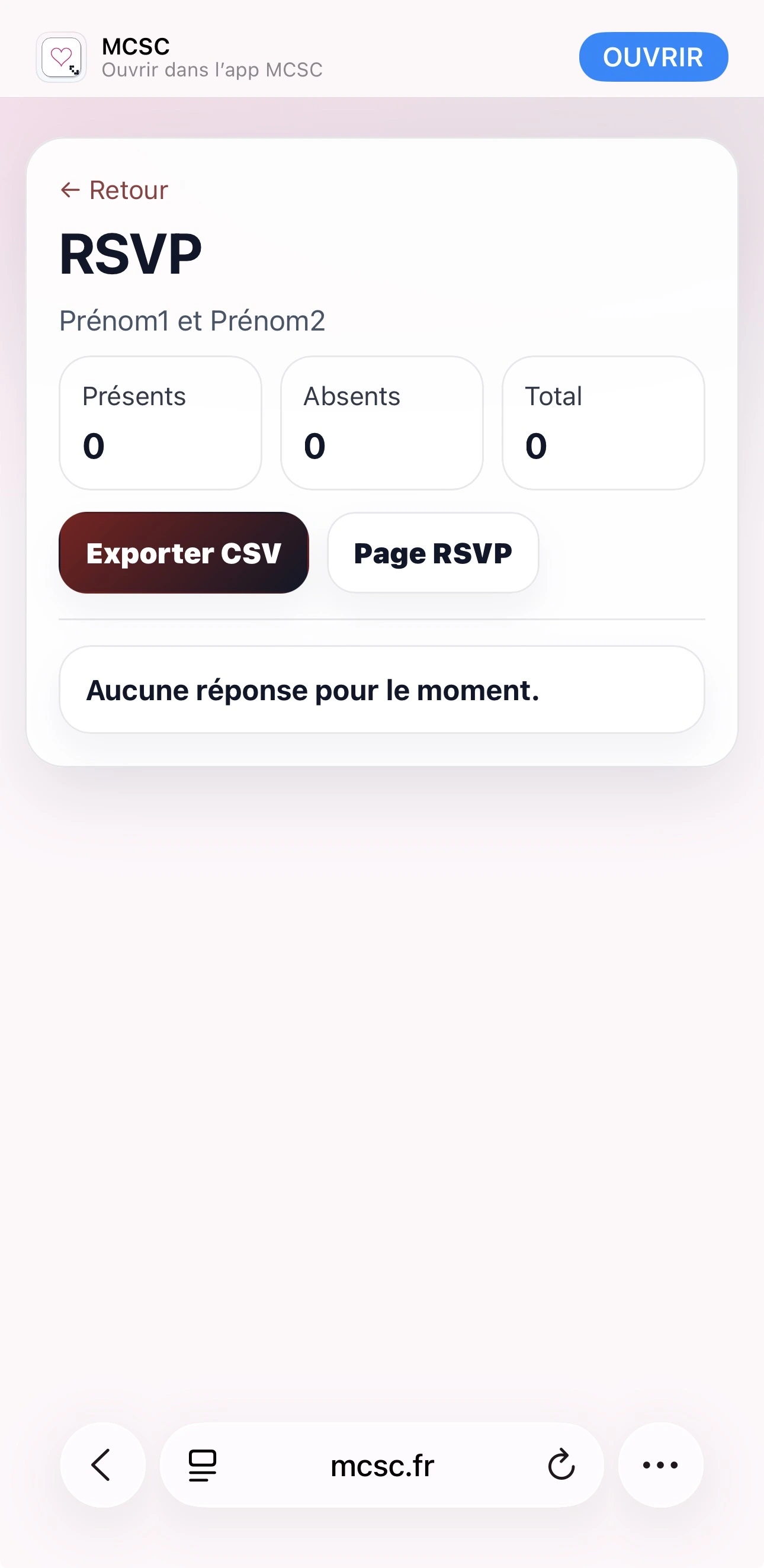 Capture espace invités — RSVP